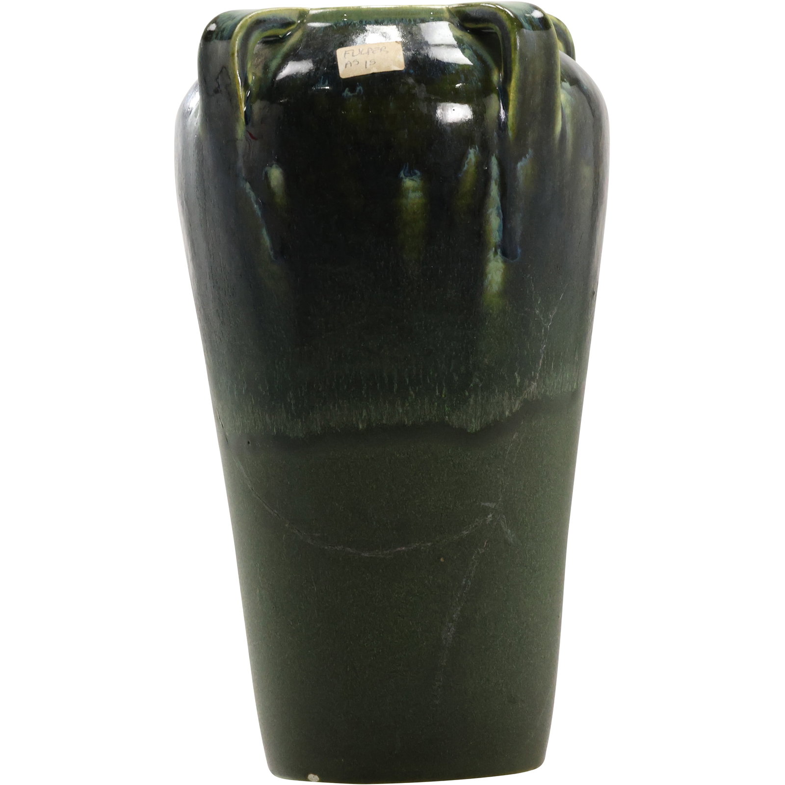 FULPER Green Glazed Arts and Crafts Tall Vase - shows a repair - 10.5 in. height x 6.25 in. wide (1 of 12)