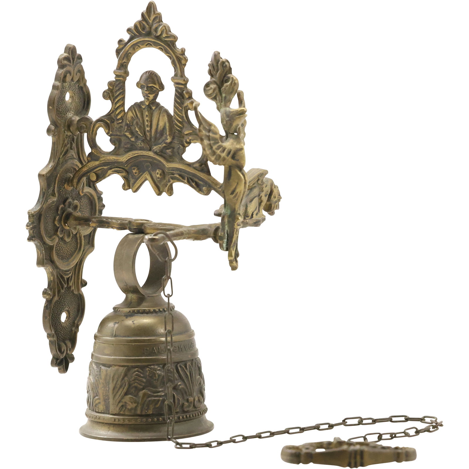 Antique Brass Wall Mounted Monastery Bell Gothic 10.5 inches x 5 in. (1 of 13)