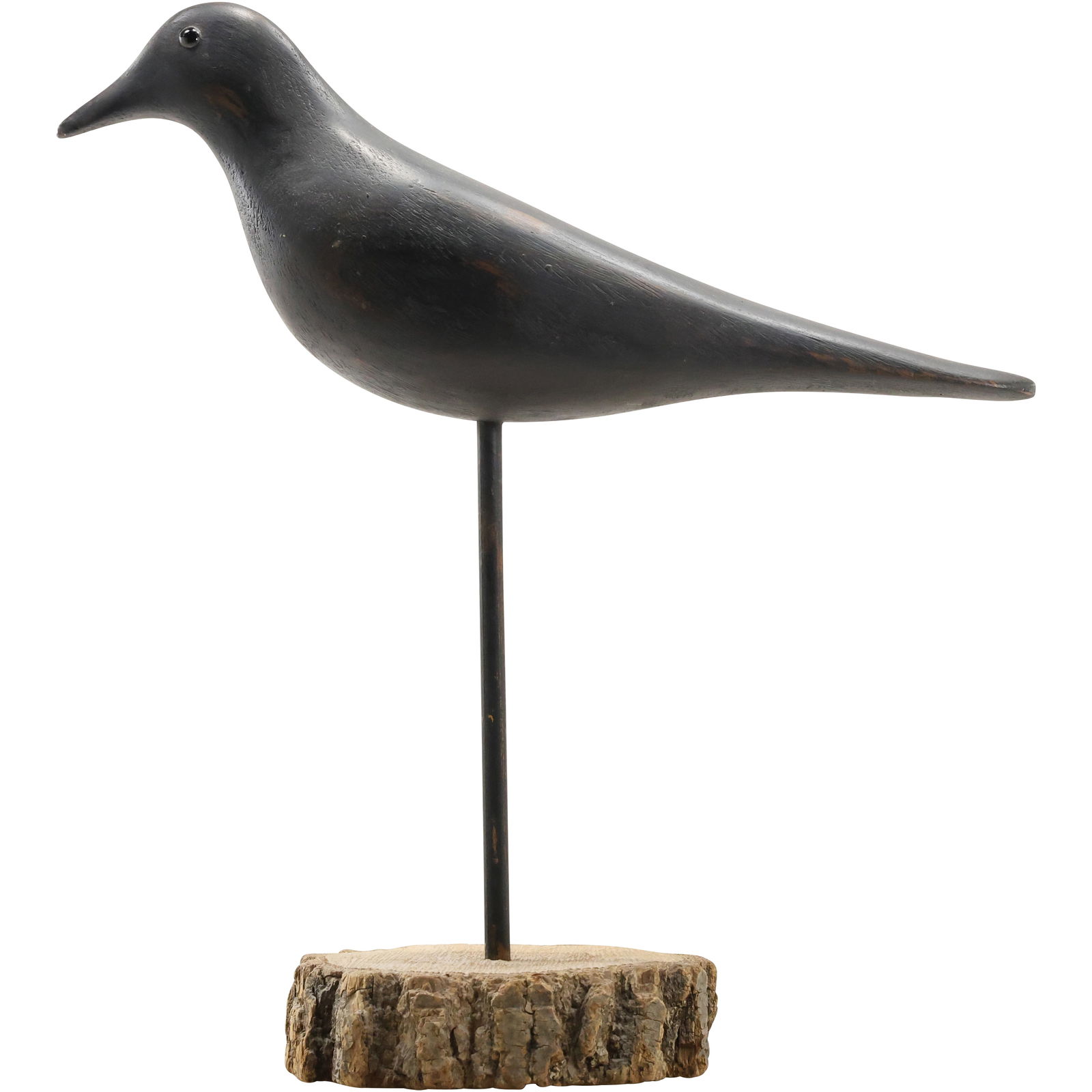 Black Crow Decoy Carved Wood on Display Stand, Carver Unknown, 15.75 in. height x 14.5 in. length (1 of 11)