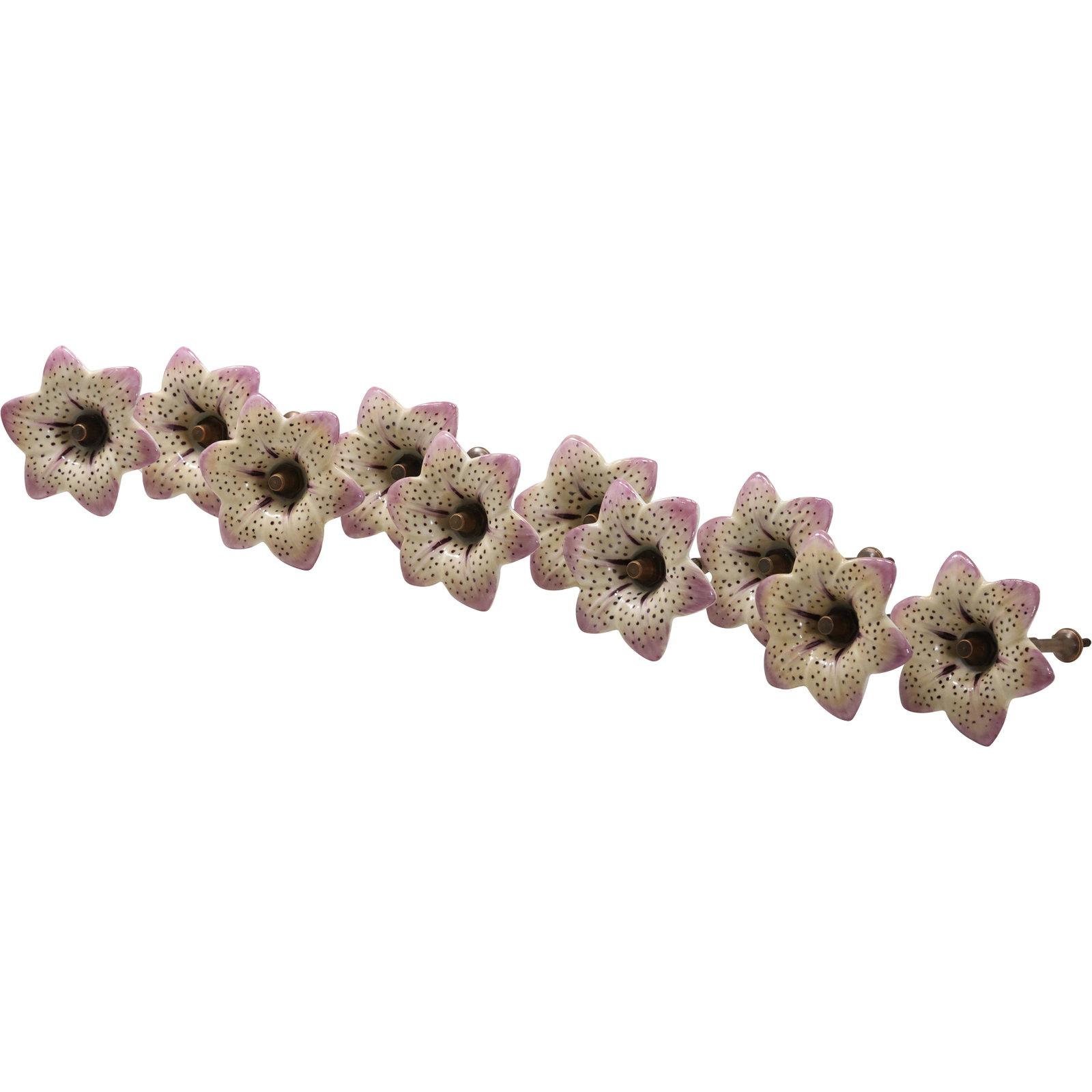 Set of 10 Hand Painted Porcelain LILY FLOWER Curtain Tie Backs, 5.5 in. x 4 in.: Set of 10 Hand Painted Porcelain LILY FLOWER Curtain Tie Backs, 5.5 in. x 4 in. size: 5.5 x 4