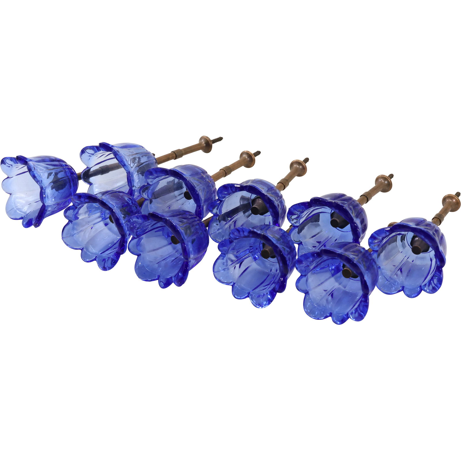 Set of 10 Cobalt Blue Glass Flower Curtain Tie Backs 6.5 in. (1 of 11)