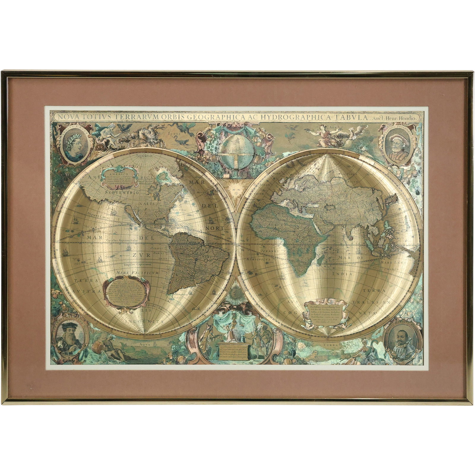 Manifestations Optical Illusionary Art Old World Map Vintage, Framed (1 of 20)