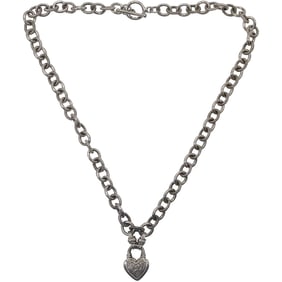 .925 Sterling Silver 48.7 grams UD Polished and Rope Twist Heavy Chain with Heart Pendant
