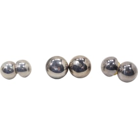 .925 Sterling Silver Earrings, 3 Pairs, Graduated Button Earrings, 5/8 in. ; 3/4 in. ; 7/8 in.