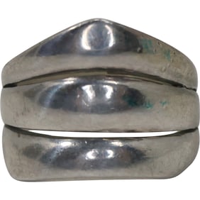 .925 Sterling Silver Women's or Men's 3-Row Ring Size 7 , 3/4 in. x 5/8 in.