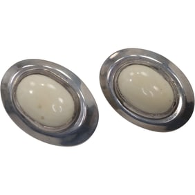 J Allan Sterling Silver with Bone Pierced Earrings, 1 3/4 in. 1/4 in. x