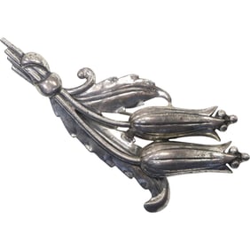 Sterling Silver 34.3 grams Wanacraft Large Heavy Tulip Pin 4 in. x 2 in.