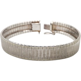 .925 Sterling Silver 23.2 grams Italy 1980s Flat Link Bracelet 7 3/4 in. x 1/2 in.