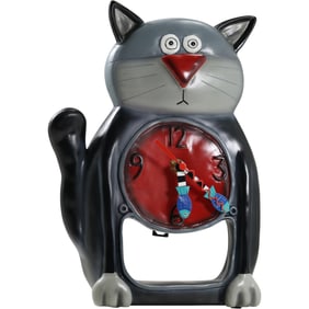 Contemporary Allen Designs Figural Movement Cat Clock
