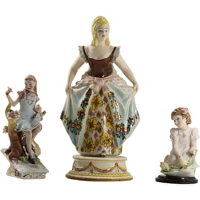 3 Assorted Figural Women Statues: Capodimonte, Italy Ceramic, Giuseppe Armani
