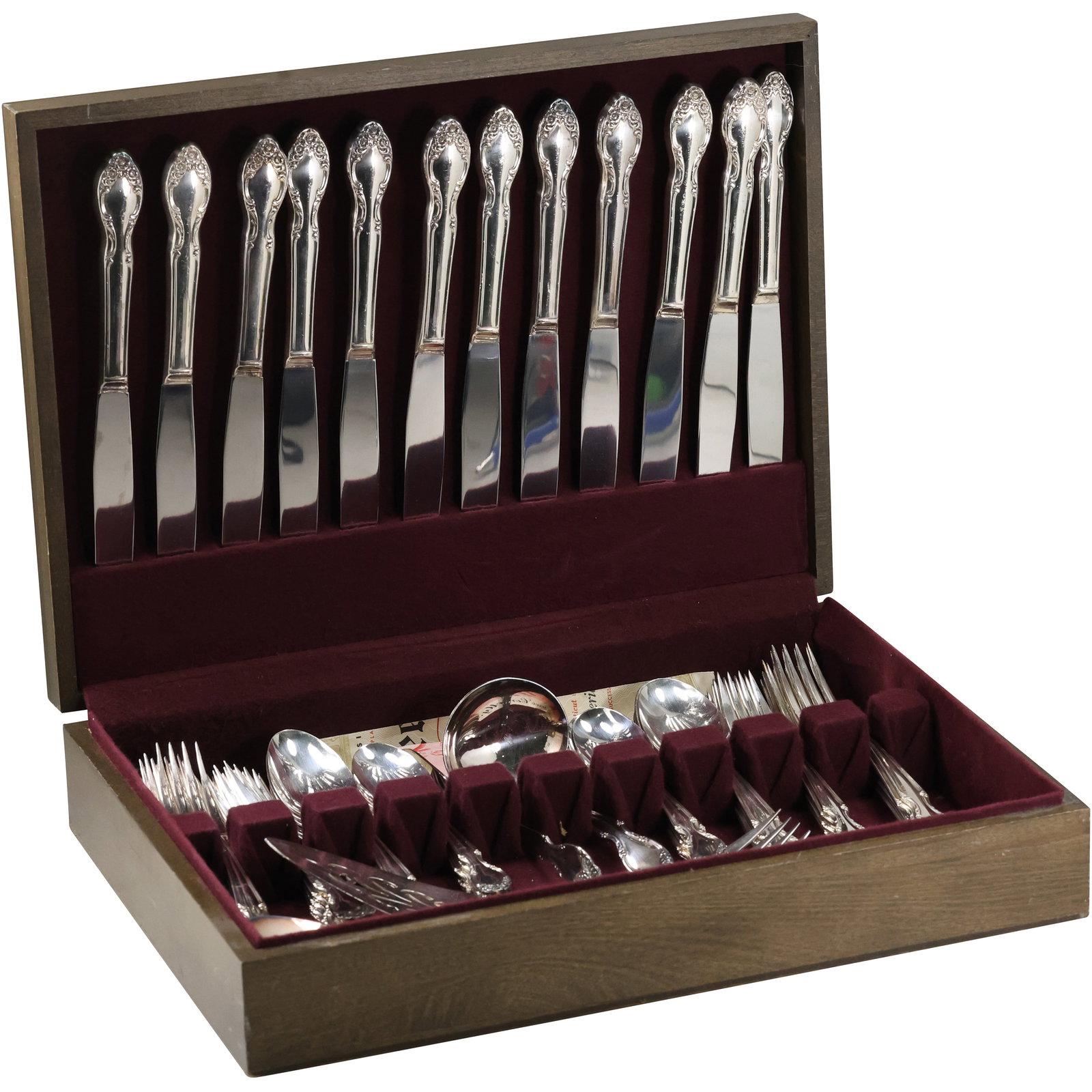 Wm Rogers Silver Plate Flatware Set in Box, Service for 12 with Serving Pieces - SEE PICTURES (1 of 19)
