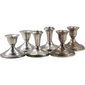 3 Assorted Pairs of Sterling Silver Weighted Candlesticks 3.25 in. x 3.5 in.
