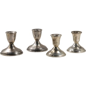 2 Assorted Pairs of Sterling Silver Weighted Candlesticks 3.25 in. x 3.25 in.
