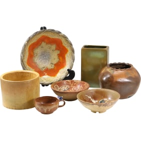 7 Assorted Pieces of Brown Studio Art Pottery - Variety - Various Sizes - SEE PICTURES