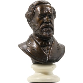 Robert E Lee Bronze Painted Plaster Molded Bust marked 1958 Alva 13 inches height x 8 in. wide