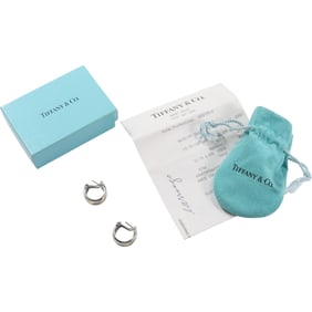 TIFFANY & CO .925 Sterling and 750 [18K Gold] Italy Pierced 2-tone Hoops "Arrow" Earrings, Receipt