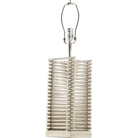 Modern Design "Stacked Chrome Metal Rods" Table Lamp Brutalist 26 in. overall height x 7 in. wide