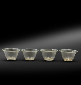 Set of 4 Vintage Swirl Bowls Murano Italian Venetian Glass 2.75 in. x 5 in. diameter