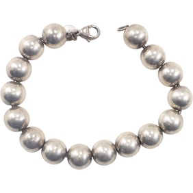 TIFFANY & CO .925 Sterling Silver Bead Bracelet 7 in. x 1/4 in.