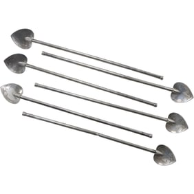 Set of 6 Sterling Silver 63.6 grams Heart Shaped Vintage Straws
