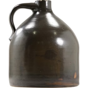 Circa 1900 Brown Glaze Stoneware Jug 11 in. height x 8.5 in. wide