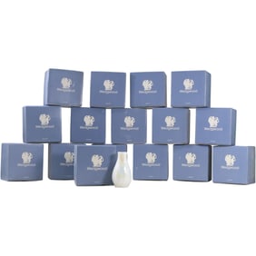 Set of 16 Wedgewood White Lusterware Porcelain Table Top Bud Vases in Original Boxes