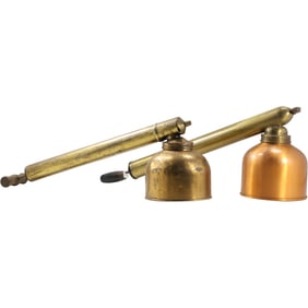 2 Brass, Copper Handled Vintage Pesticide Strayers - Made in USA - "Blizzard", 18 in. length