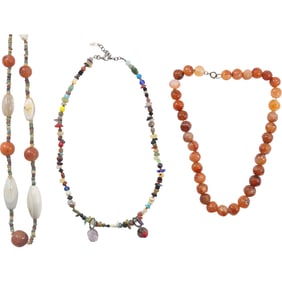 [3] Peyote Bird .925 Sterling Pearl and Stone Necklace 16 in. x 1/2 in.; Sterling Chain with