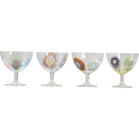 Set of 4 signed Otto Franek Elegant Murano Italian Art Glass Cocktail Stemware