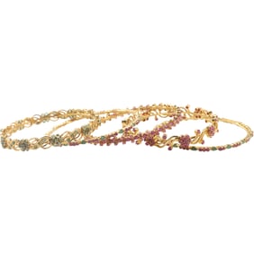 5 Stackable Bangles - All Sones are Genuine Emeralds and Rubies 2 3/4 in. x 1/8 in. to 1/2 in.