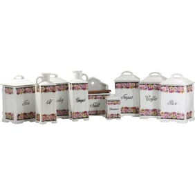 9 Piece Victoria Czechoslovakia Lusterware Porcelain Canister Set