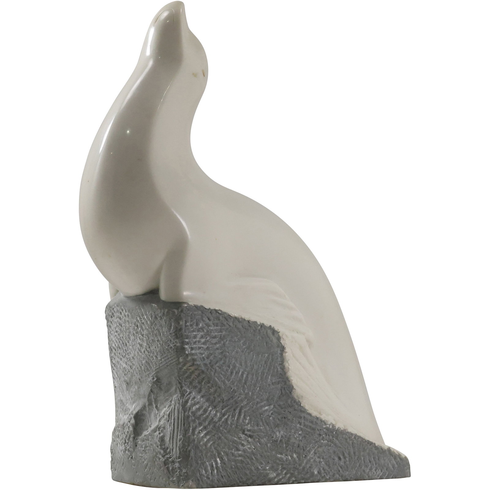 VINCENT GLINSKY (RUSSIAN, 1895-1975) Carved 2-Tone Marble SEAL Figure Sculpture 11.5 in. height: VINCENT GLINSKY (RUSSIAN, 1895-1975) Carved 2-Tone Marble SEAL Figure Sculpture 11.5 in. height. size: 11.5 h 7.5 w SA