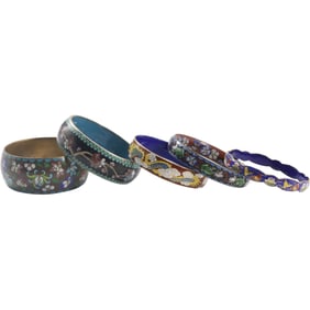 5 Assorted Cloisonne Bangle Bracelets 2 3/4 in. x 1/2 in. to 1 1/4 in. wide