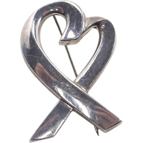 TIFFANY & CO .925 Sterling Silver PALOMA PICASSO Heart Pin 1 3/4 in. x 1 1/4 in.