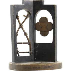 Merck Sharp & Dohme Bronze Sculpture 6.25 in. height x 5 in. wide, good patina