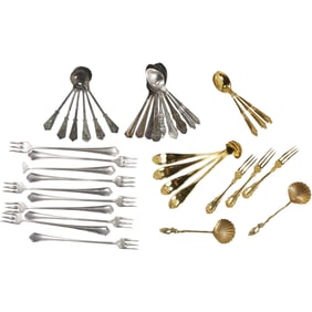 Estate Grouping of Assorted Silver Plate Flatware in Various Patterns SEE PICTURE for item count