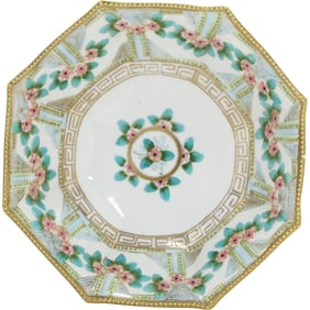NIPPON Hand Painted Flowers Border Bowl with Gold Accents 10 in. diameter