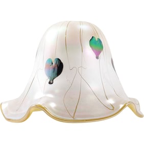 Artist Signed ART GLASS LAMP SHADE 7 in. height x 11 in. wide