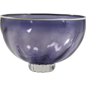 Signed Brand & Greenberg Purple Amethyst Art Glass Pedestal Base Bowl 6 in. h. x 9 in. diameter