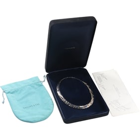 TIFFANY & CO .925 Sterling Silver Italy 2-Tone Arrow Necklace with 1999 Receipt $1495 & Box