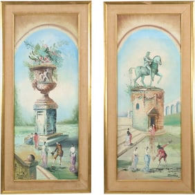 Pair of Vintage Oil on Canvas Paintings – Signed MONTES