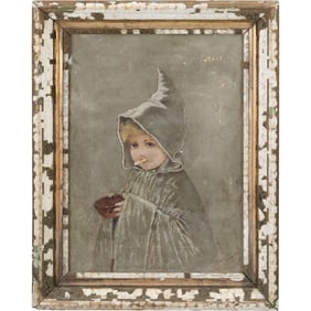 Oil on Canvas "Young Girl in a Hood" signed M.T.W. 1892, "It was a Friar of Orders Greg."