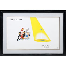 Warner Bros Mel Blanc Speechless 1908-1989 Lithograph Autographed on Verso MEL BLANC