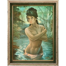 J H Lynch, "THE NYMPH" Original Vintage Lithograph Framed