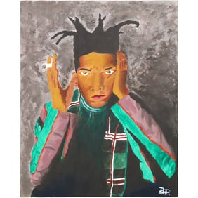 Oil Painting Portrait of JEAN-MICHEL BASQUIAT by artist Jean E Priston, Cousin Relative of Basquiat