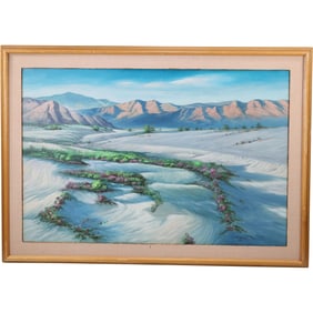 Loy Valdes, Oil on Board Painting Western American Landscape with Wild Flowers titled Reception