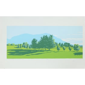 Robert Angeloch 1922-2011, Color Woodcut, Early Morning Second Fairway #33/50, Dated 1978