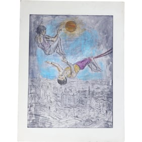 Unsigned Lithograph from Estate of Peter Passuntino [b. 1936 Illinois / France], Acrobats