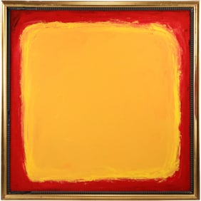 Thomas Pulgini, Listed American Pop-Artist, Oil on Board Painting Abstract Square after Rothko