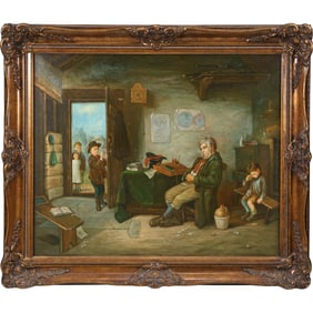after Von Amberg Interior Scene School Master Asleep at his Desk, Boy Shooting a Spit Ball at Him